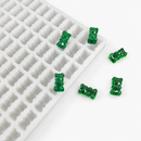 2.3mL gummy bear silicone mold with emerald green sample gummies on a clean white background