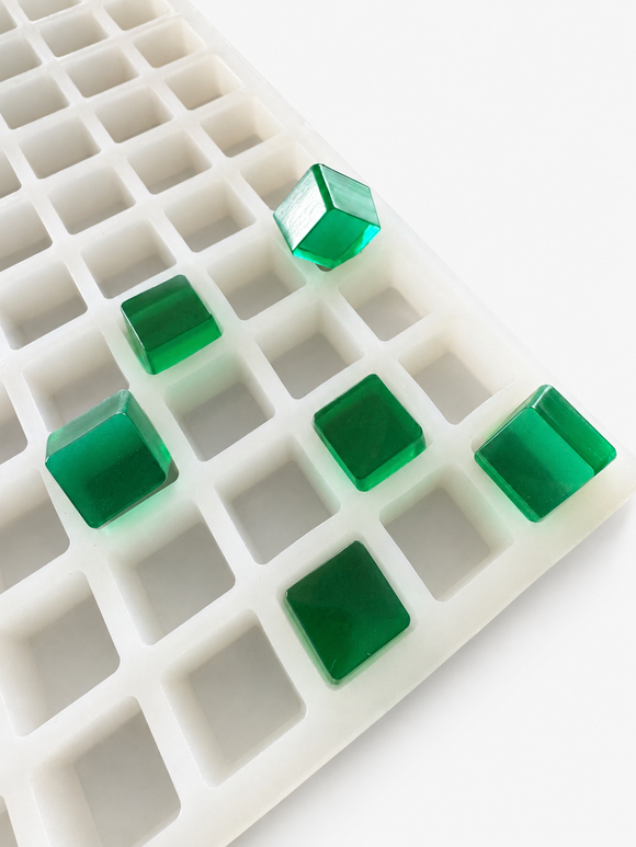 2.85 mL kubus-gummivorm, 315 holtes, met afgewerkte smaragdgroene kubusgummies