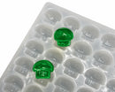 3.5 mL gummivorm paddenstoel - 140 holtes - close-up, met smaragdgroene gummies