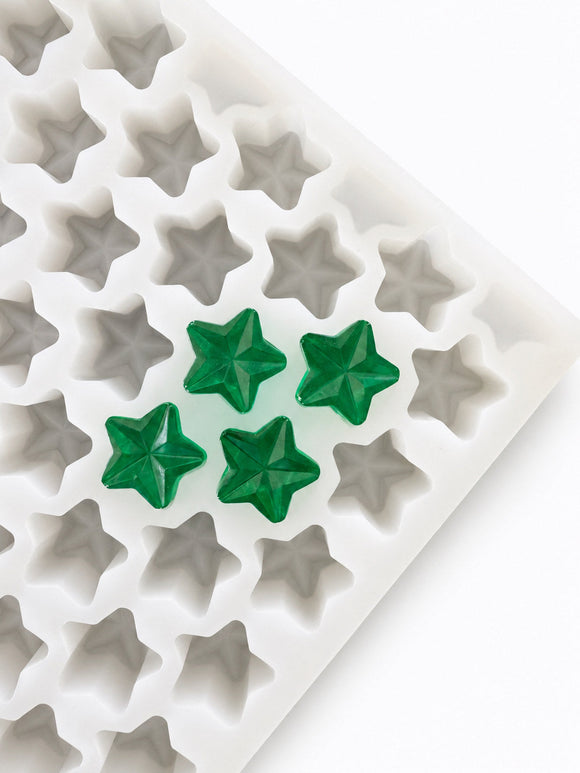 4 mL gummivorm ster - 168 holtes - schuin aanzicht, met smaragdgroene gummies