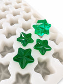4 mL gummivorm ster - 168 holtes - close-up, met smaragdgroene gummies, doorschijnend