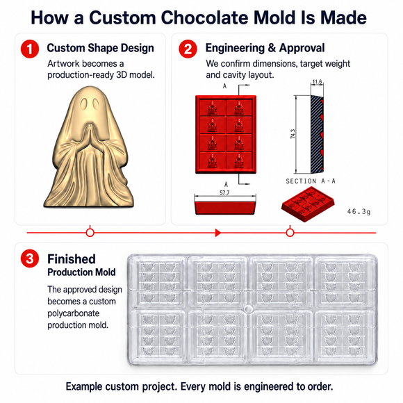 Aangepaste chocoladevorm - 3D-ontwerp, van polycarbonaat
