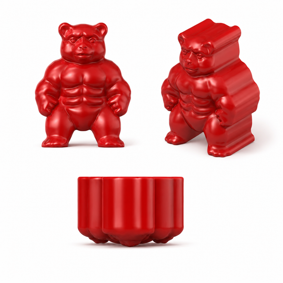 Aangepaste siliconen gummivormen - 3D-ontwerp, gespierde beer