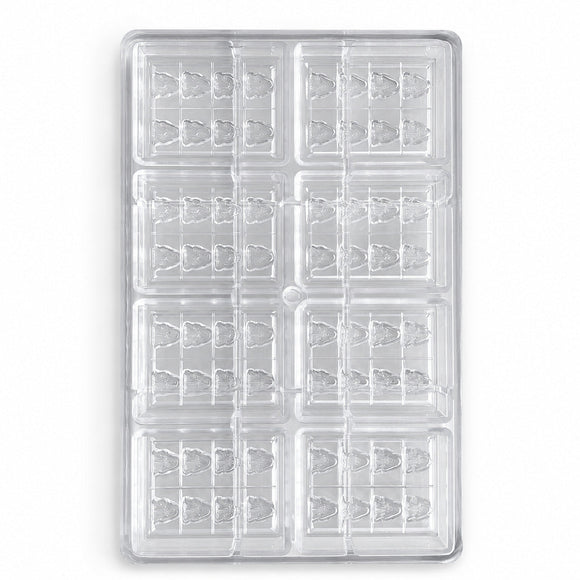 Aangepaste chocoladevorm - productaanzicht, van polycarbonaat, boomvormige holtes, 64 holtes